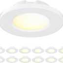 4 Inch LED Mini Surface Mount Light, Recessed Trim, Small Flush Mount Ceiling Light for Hallway, Bathroom, Kitchen, 120V, 60W Replacement, 5CCT Selectable, ETL, Wet Rated, White/12 Packs