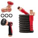 Pocket Hose 25 FT Copper Head Expandable Garden Hose with Pocket Pivot, No Tangles, AS SEEN ON TV, 360° Swivel, Tri-Tex Tubing, Force Field Jacket, Lead-Free, No-Kink, Anti-Burst w/ APT