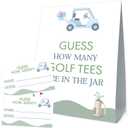 GOLF Brithday Decorations, Guess How Many Golf Tees Are in the Jar, Suite for Birthday Party Bridal Shower Wedding Activit, 50 Cards and Sign