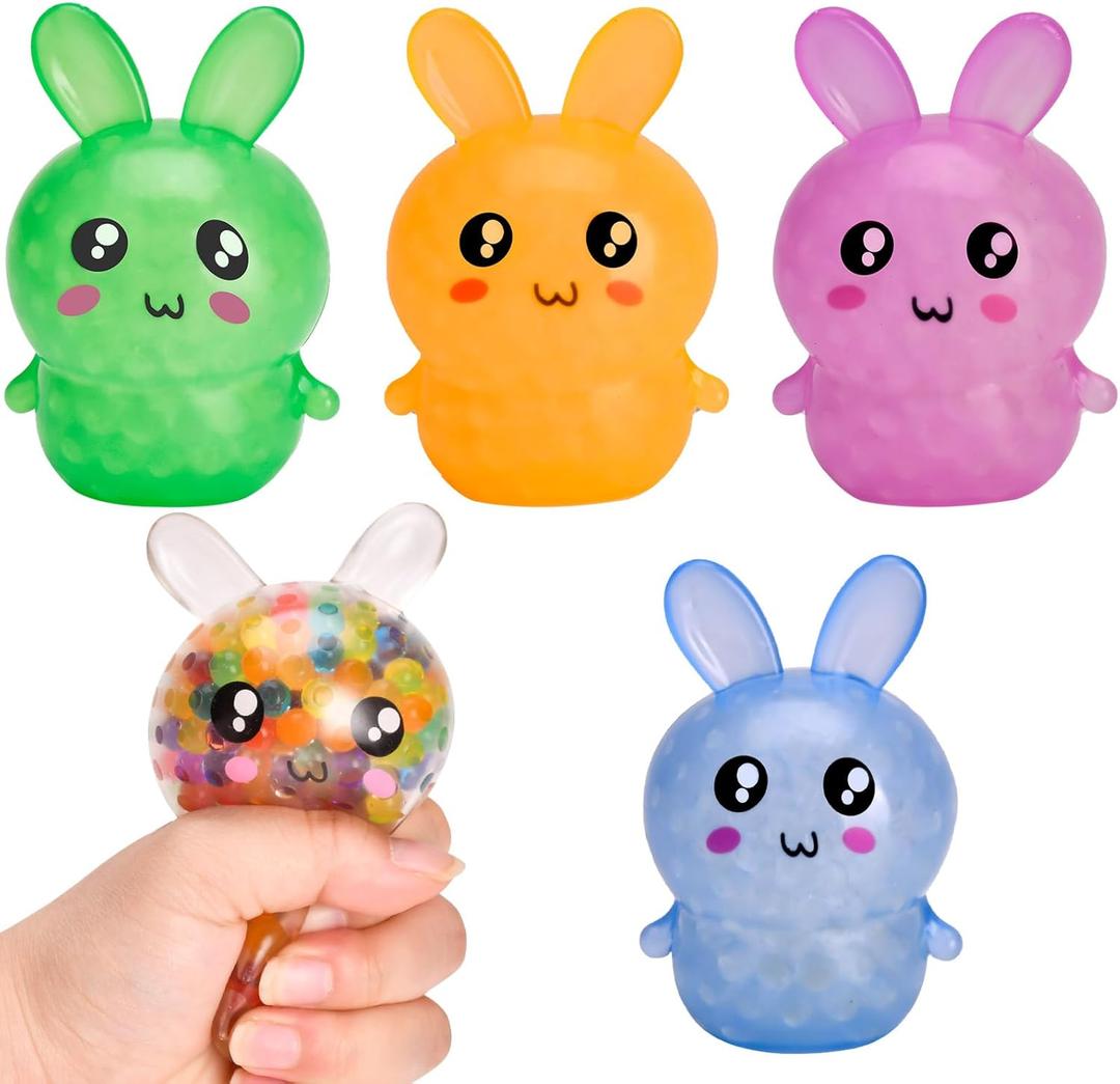 Easter Basket Stuffers for Teens Adults: 5 Pack Squishy Bunny Stress Balls - Easter Gifts Basket Essentials - Stress Relief Fidget Balls - Novelty Ideas Gifts