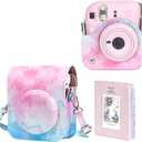 WOGOZAN Protective Case for Fujifilm Instax Mini 12 Instant Camera - With Light-sensitive Holes, Lower Right Lens Fit, Specially Designed for Mini 12 Camera (Blue Pink Watercolor)