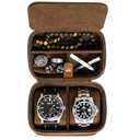 ROTHWELL 2 Watch Travel Case Storage Organizer for 2 Watches | Tough Portable Protection w/Zipper Fits All Wristwatches & Smart Watches Up to 50mm