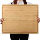 XXL Extra Large 100% Organic Bamboo Cutting Board 24"x18" - Butcher Block Chopping/Carving Board with Handle & Juice Groove for Turkey, Meat, Vegetables, BBQ