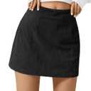 Wenrine Women's Corduroy Mini Skirt High Waisted Basic Casual A-line Short Skirts (Medium)