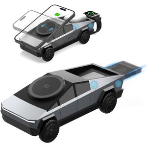 Cyberdock 3 in 1 MagSafe Charging Stand for Apple Device, Rotating Magnetic Fast Wireless Charger Stand with Ambient Light for iPhone 17-12, Apple Watch, AirPods for Christmas Birthday Gifts