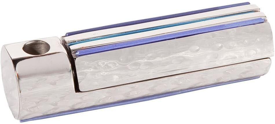 Yair Emanuel Folding Travel Hanukkah Chanukah Menorah Hammered Metal Shades of Blue (HTM-2)