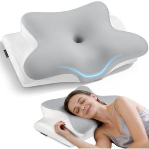Cervical Neck Pillow for Pain Relief - Ergonomic Side Sleeper Pillow for Neck Support, Cooling Memory Foam Pillows for Sleeping, Contour Pillow Orthopedic Bed Pillow for Back Stomach Sleepers