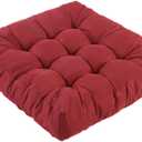 Meditation Floor Cushions, Thickened Floor Pillow for Adults, Large Square Pillows Seat Cushion for Tatami Living Room Yoga, Memory Sponge Block Added, 22x22 Inch, Wine Red (Set of 1)