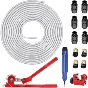 EVIL ENERGY 3/8" OD Aluminum Fuel Line Hard Line Kit 25FT, 1060 Grade Aluminum Tubing Coiled (6AN to 3/8)