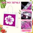 Kolldenn 12 Pcs Hibiscus Clear Gift Bags with Handles, Tropical Floral Hawaiian Tote Bags, PVC Plastic Goodie Handbags for Summer Beach Birthday Party Favors, 9.84x 9.84x 3.54 in