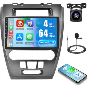 4G 64G for Ford Fusion Mustang Mondeo 2009-2012 Radio Screen CarPlay Android 15 IPS 10.1" Touchscreen Car Stereo Android Auto Backup Camera Bluetooth 5.0 GPS FM RDS EQ 13UI