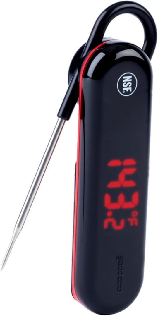 GoodCook Touch Digital Thermometer with LCD Display Instant Read with Stainless Steel Probe Built-In Magnet for Easy Storage, Black
