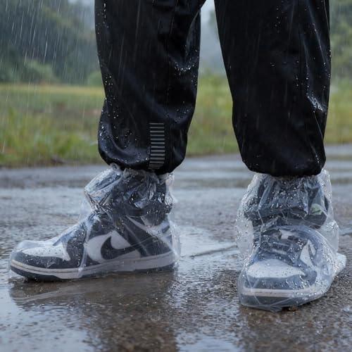 Shoe Covers Disposable 10 Pairs Waterproof Booties for Shoes Covers Plastic Booties Covers for Rain Non-Slip Indoor Outdoor Shoe Covers for Man Women