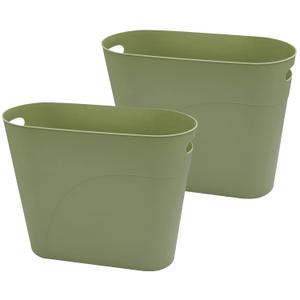 Small Trash Can Plastic Bathroom Wastebasket 3.2 Gallon Slim Garbage Container Bin with Handle for Home Kitchen Bathroom Bedroom Office, 2 Pack (Green)