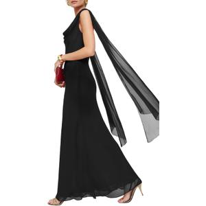 Parthea Women's Summer Formal Wedding Guest Dresses Sleeveless Backless Long Elegant Evening Party Maxi Bodycon Dress (Black, S)