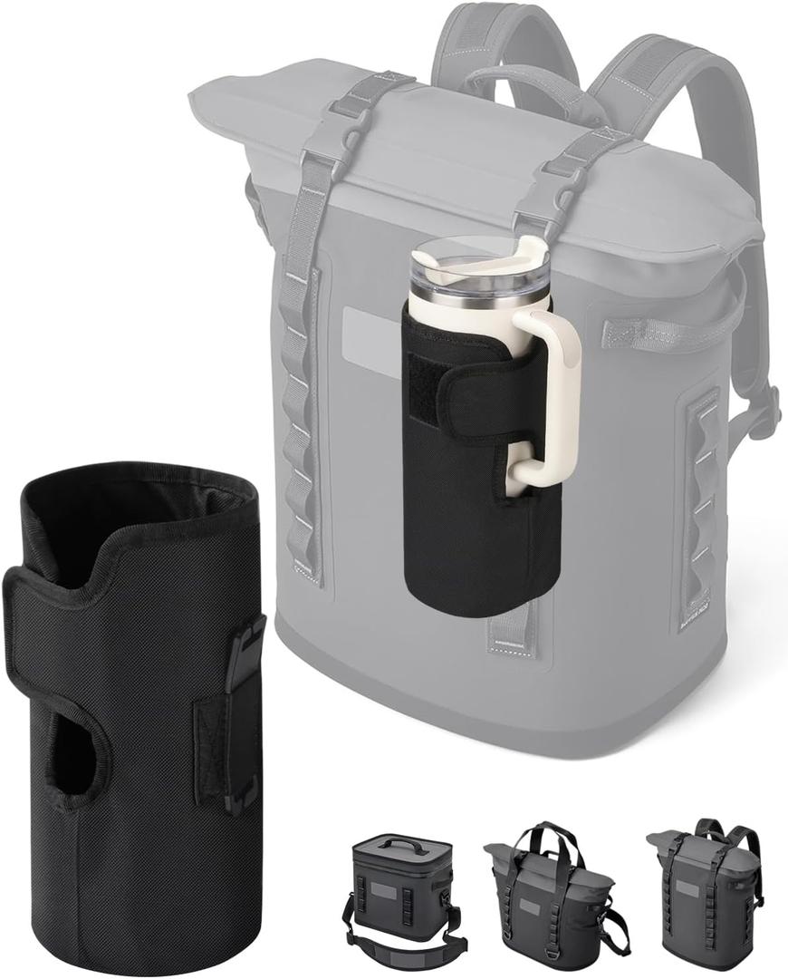 WEIGUZC Bottle Holder for HitchPoint Grid on Any YETI Hopper Soft Cooler or Camino Carryall - 600D Waterproof Oxford with 2mm Pearl Cotton - Hands-Free Water Bottle Carrier