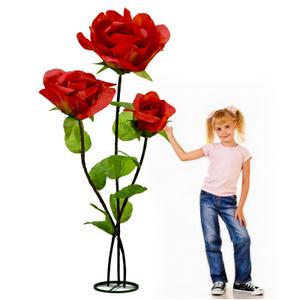 GloBloomia 3Pcs Large Flowers Artificial Flowers Decoration, Giant Artificial Flowers Art Decor for Garden, Hote, Office, Home Farmhouse Decor, Wedding, Art Gallery, Store (red)