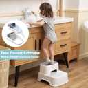 2 Step Toddler Step Stool, Non-Slip Multifunctional Kids Step Stool for Bathroom Sink & Toilet Potty Training,Supports Up to 220 lbs (2 Packs, White)