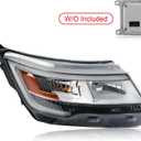 Chrome Bezel LED Headlight W/o LED control module Assembly Compatible With 2016-2019 Ford Explorer Sport/Limited/XLT/Platinum Headlamp W/LED DRL Right Passenger Side FB5Z13008BFIT