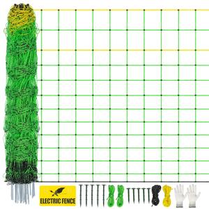 LMRSTOO Electric Fence Netting, Livestock Neting, 49.6" x 164' Portable Electric Net Fence for Goats, Sheep, Lambs, Hogs in Backyards, Farms, Ranches, Homesteads and Gardens, (14 Posts, 2 Spikes, Green)