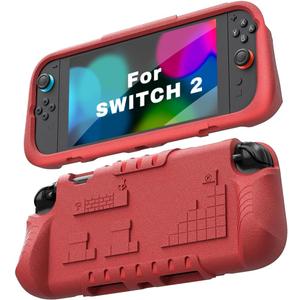 Kids Case for Nintendo Switch 2 with Game Card Slots,Kid Friendly Ultra-Light Anti-Fall & Shockproof EVA Switch 2nd Protection Cover with Ergonomic Grip, Durable Gaming Protective Shell for Teens (Red)