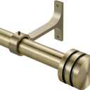 Single Curtain Rods 28-48 Inches,1 inch Heavy Duty Adjustable Window Drapery Rod, Modern Round Decorative Windows Curtains Rods, Antique Bronze