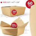 Chinese Takeout Storage Containers (60 Pack) 45oz - Kraft Brown Cardboard Paper Togo - Take Out Boxes -Biodegradable Eco To Go Food For Restaurants Catering Party