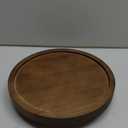 Round Decorative Tray Wood Bathroom Counter Organizer Farmhouse Kitchen Decor Wooden Riser for Soap Dish, Perfume, Candle, Sponge, 10" - Walnut