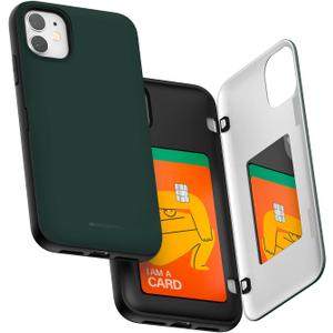 GOOSPERY Magnetic Door Bumper Compatible with iPhone 11 Case, Card Holder Wallet Easy Magnet Auto Closing Protective Dual Layer Sturdy Phone Back Cover 