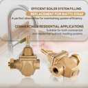 Replacement for S1156F Brass & Tubular Water Pressure Regulator 1156F Series, 1/2" Boiler Pressure Relief Valve S1156F