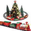 Classic Christmas Train Set with Lights and Sounds Railway Tracks Sets Battery Operated Train Toy Models with 11.5 Ft Tracks Playset for Under The Tree Electronic Toys Gift for Kids