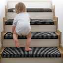 Brakki Bullnose Carpet Stair Treads, Non Slip Stair Treads for Wooden Steps Indoor, Stair Runner, Soft Stair Rugs for Pets, Edging Stair Protectors, Washable, 29.5"x9.5"x1.5" 14pcs, Black Grey