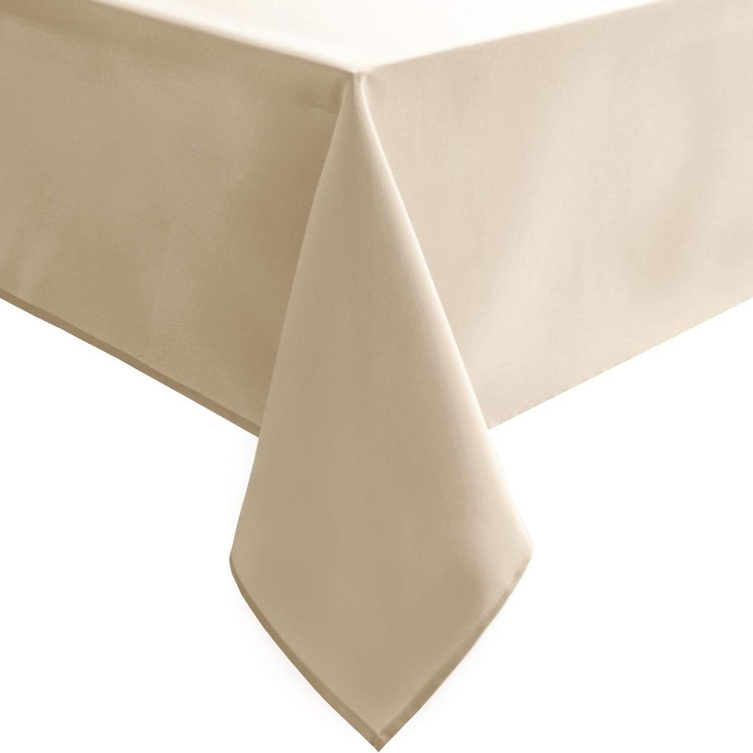 Hiasan Tablecloth for Rectangle Tables - 70 x 140 inch - Waterproof, Spillproof & Wrinkle Resistant Washable Polyester Table Cloth for Dining/Party/Outdoor Picnic, Beige