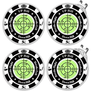 Golf Green Reader, 4 Pack Ball Marker for Putting Green with Bubble, Golf Accessories Putt Aid Tool with Hat Clip