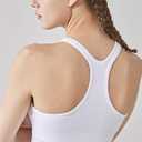 Yoga Racerback Tank Top for Women with Built in Bra,Women's Padded Sports Bra Fitness Workout Running Shirts (White, M)
