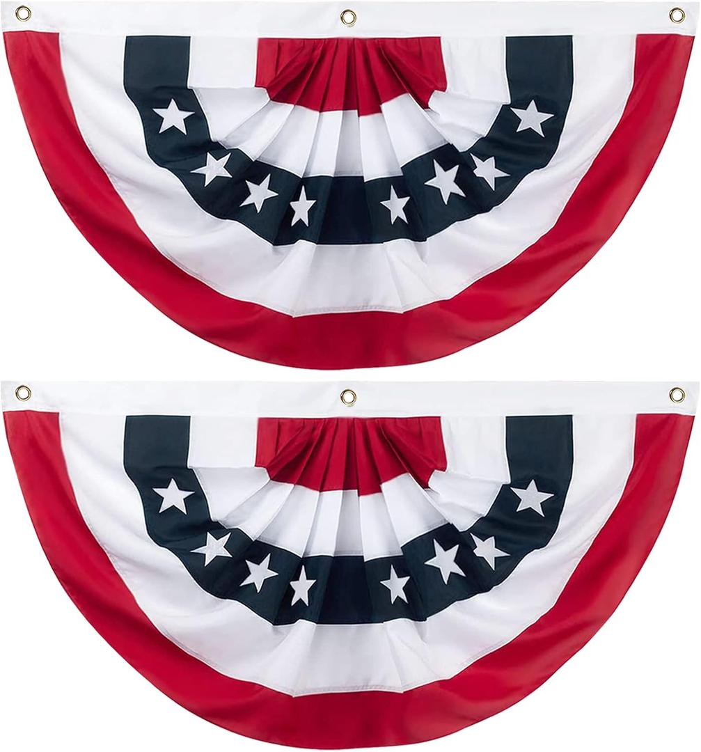 2PCS American Pleated Fan Flag, 3 x 6 Feet USA Patriotic Half Fan Bunting Flag Indoor Outdoor Decoration for 4th of July, Memorial Day and Veterans Day (Blue) 2PCS American Pleated Fan Flag, 3 x 6 Feet USA Patriotic Half Fan Bunting Flag Indoor Outdoor Decoration for 4th of July, Memorial Day and Veterans Day (Blue)