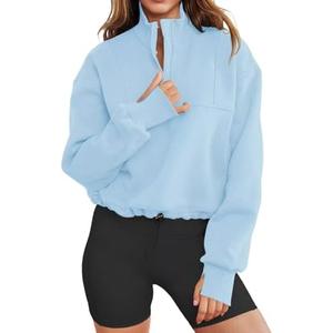 LEEDYA Women Long Sleeve Half Zip Sweatshirts Fall Oversized Trendy Hoodies Casual Thumb Hole Pullovers Y2k Clothes S