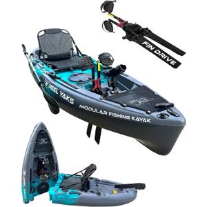 Reel Yaks Raptor Modular Fishing Kayak - 380 lbs Capacity - Pedal Fishing Kayaks for Adults & Youth, Sit on Top, Compact Storage, Lightweight, Easy Transport