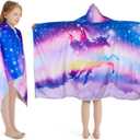 Unicorn Hooded Towel, Oversized 50" L x 30" W for Ages 3 to 12 Kids, Unicorn Theme -1Pack