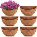 6 Pcs 12 Inch Half Round Replacement Coco Liner Half Circle Coconut Fiber Replacement Coco Liners Hanging Basket for Hanging Basket Wall Baskets Garden Planter Flower Pot