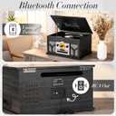 10-in-1 Record Player with Built-in Speakers Wireless Playback, CD & Cassette Player, USB Player, AM/FM Radio, 3 Speeds Turntable Vinyl Record Player Black