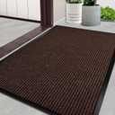 Door Mat Heavy Duty Outdoor Indoor Doormat Low Profile Front Door Mat Large 35x60 inch Brown Entrance Welcome Mats Easy Clean Patio Entrance Mat Waterproof Anti-Skid Rubber Backing, Brown 