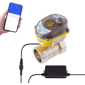 Smart Electric Ball Valve 3/4 inch Tuya APP Smart WiFi Water Shut-Off Valve, 24V Electric Actuator AC110V-230V Power Adapter and Automatic Return Water Setting. Smart Timing Water Valve DN20MM