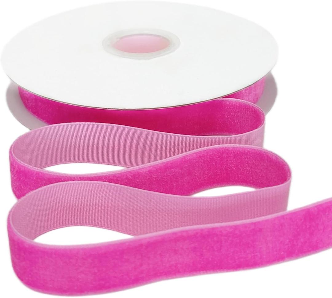 3 x Abbaoww 11 Yards Vintage Hot Pink Velvet Ribbon 5/8 Inch Wide for Wedding Christmas Tree Wreath Decor Gift Wrapping Floral Bouquets DIY Projects