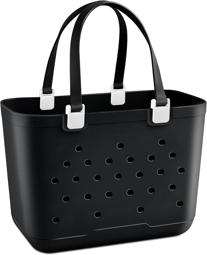 X-Large Rubber Beach Tote Bag, 18.9 "L x 9.4 "W x 13.8 "H Waterproof EVA Beach Totes with Zipper Pocket
