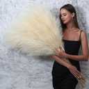 8 Pcs 45 inch Tall Faux Pampas Grass Decor, Large Artificial Beige Pompous Grass Bulk, Long Fake Pompas for Floor Vase Filler, Wedding, Baby Shower, Home and Boho Decor (Beige)