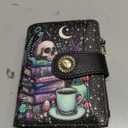 Icycay Goth Gothic Skull Small Wallet Women RFID Blocking Bifold, Credit Card Holder, Zipper Coin Pocket, PU Leather, Funny Witchy, Compact, Travel, 4 ID Window 14 Card Slots, Cash Purse, Ladies Woman