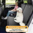 Dog Car Seat Cover for Back Seat, Waterproof Back Seat Cover with Zippered Armrest Access, Non Slip Rear Bench Cover for Cars SUVs - 52W