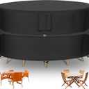 RICHIE Round Patio Furniture Covers - 600D Heavy Duty Waterproof Outdoor Table Cover, Lawn Furniture Set Covers for Dining Table and Chairs Seating 62"DIAx28"H