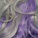 Long Curly Wavy Silver Grey to Purple Wig Side Part Natural Looking Synthetic Cosplay Wig for Women